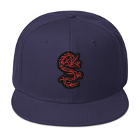 Red Ancient Chinese Dragon Embroidered Flat Bill Cap embroidered snapback hat, product image 19