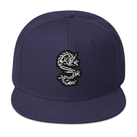 White Ancient Chinese Dragon Embroidered Flat Bill Cap embroidered snapback hat, product image 19