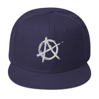 White Anarchy Sign Punk Rock Chaos Embroidered Flat Bill Cap embroidered snapback hat, product image 20