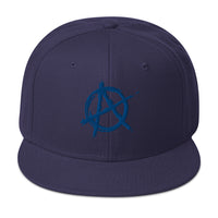 Blue Anarchy Sign Punk Rock Chaos Embroidered Flat Bill Cap embroidered snapback hat, product image 20