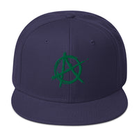 Green Anarchy Sign Punk Rock Chaos Embroidered Flat Bill Cap embroidered snapback hat, product image 19