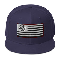 American Satanist Inverted Pentagram U.S. Flag Embroidered Flat Bill Cap embroidered snapback hat, product image 20