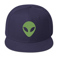 Alien Face Little Green Men Embroidered Flat Bill Cap embroidered snapback hat, product image 19