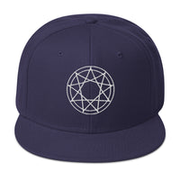 White 9 Point Star Pentagram Occult Symbol Embroidered Flat Bill Cap embroidered snapback hat, product image 20