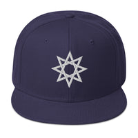 White 8 Point Star Octagram Anu God Embroidered Flat Bill Cap embroidered snapback hat, product image 19