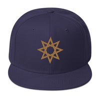 Gold 8 Point Star Octagram Anu God Embroidered Flat Bill Cap embroidered snapback hat, product image 19