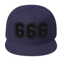 Black 666 The Number of the Beast Evil Embroidered Flat Bill Cap embroidered snapback hat, product image 19