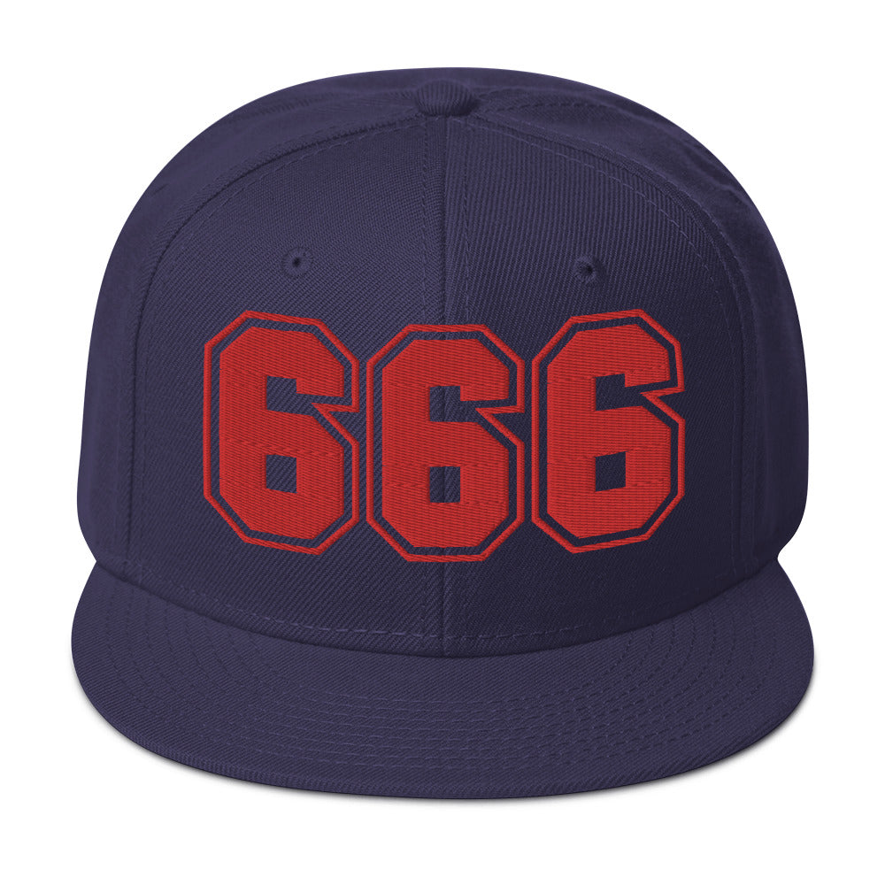 Red 666 The Number of the Beast Evil Embroidered Flat Bill Cap Snapback Hat