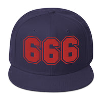 Red 666 The Number of the Beast Evil Embroidered Flat Bill Cap embroidered snapback hat, product image 19