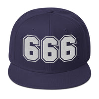 White 666 The Number of the Beast Evil Embroidered Flat Bill Cap embroidered snapback hat, product image 20