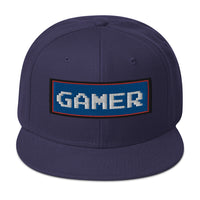 80's Retro Style 8 Bit Gamer Embroidered Flat Bill Cap embroidered snapback hat, product image 19