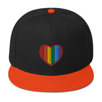 Gay Pride Rainbow Colors Heart Embroidered Flat Bill Cap embroidered snapback hat, product image 10