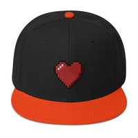 Retro 8 Bit Video Game Pixelated Heart Embroidered Flat Bill Cap embroidered snapback hat, product image 10