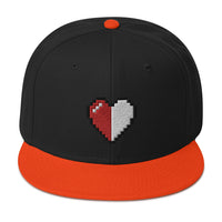 Retro 8 Bit Video Game Pixelated Half Life Heart Embroidered Flat Bill Cap embroidered snapback hat, product image 10