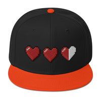 3 Heart Meter Retro 8 Bit Video Game Pixelated Embroidered Flat Bill Cap embroidered snapback hat, product image 10