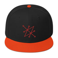 Red Sigil of Fallen Angel Azazel Occult Symbol Embroidered Flat Bill Cap embroidered snapback hat, product image 9
