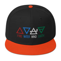 Four Elements of Matter: Fire, Water, Wind, Earth Embroidered Flat Bill Cap embroidered snapback hat, product image 9
