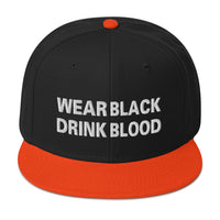 Wear Black Drink Blood Embroidered Flat Bill Cap embroidered snapback hat, product image 9
