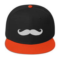 Classic Handlebar Mustache Embroidered Flat Bill Cap embroidered snapback hat, product image 9