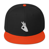Okay Sign Hand Gesture Symbol Embroidered Flat Bill Cap embroidered snapback hat, product image 9
