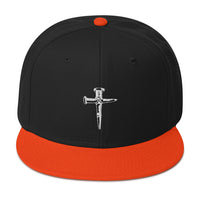 Wooden Stakes Cross Embroidered Flat Bill Cap embroidered snapback hat, product image 8