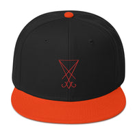 Red Sigil of Lucifer Symbol The Seal of Satan Embroidered Flat Bill Cap embroidered snapback hat, product image 9