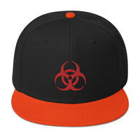 Red Bio Hazard Symbol Warning Sign Embroidered Flat Bill Cap embroidered snapback hat, product image 8