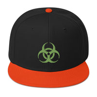 Green Bio Hazard Symbol Warning Sign Embroidered Flat Bill Cap embroidered snapback hat, product image 10