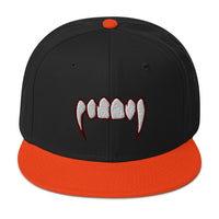Bloody Dracula Vampire Fangs Embroidered Flat Bill Cap embroidered snapback hat, product image 10