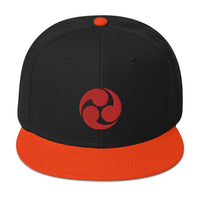 Red Tomoe Mitsudomoe Japanese Symbol Embroidered Flat Bill Cap embroidered snapback hat, product image 9