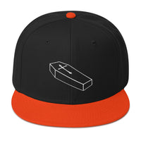 White Toe Pincher Coffin with Cross Embroidered Flat Bill Cap embroidered snapback hat, product image 10