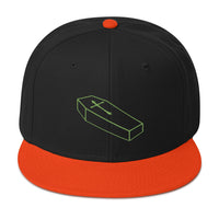 Green Toe Pincher Coffin with Cross Embroidered Flat Bill Cap embroidered snapback hat, product image 9