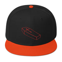 Red Toe Pincher Coffin with Cross Embroidered Flat Bill Cap embroidered snapback hat, product image 9