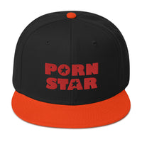 Red Porn Star Logo Embroidered Flat Bill Cap embroidered snapback hat, product image 9
