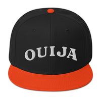 White Ouija Spirit Board Words Embroidered Flat Bill Cap embroidered snapback hat, product image 9