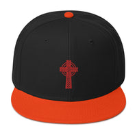 Red Old Celtic Cross Circle of Light Embroidered Flat Bill Cap embroidered snapback hat, product image 8