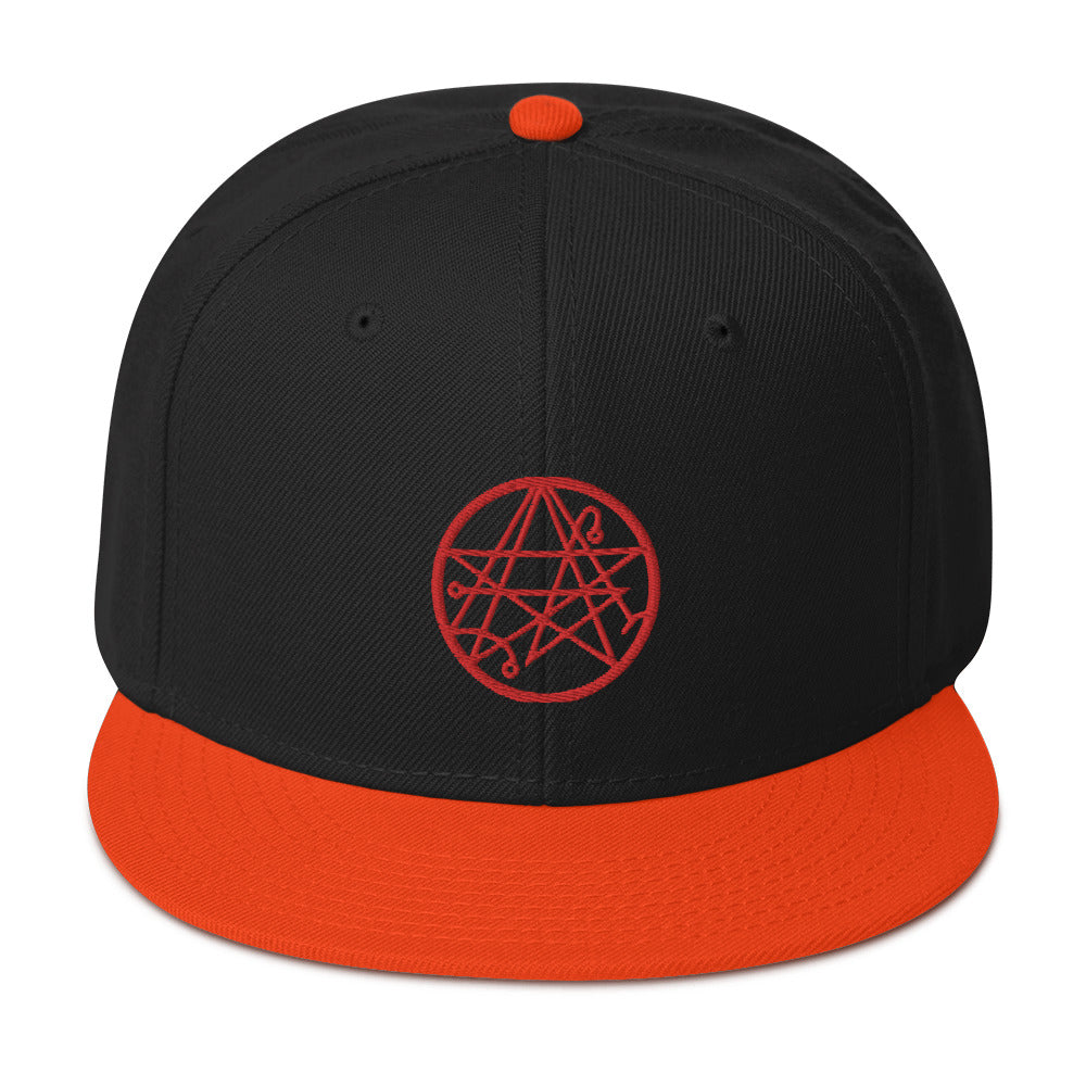 Red Necronomicon Symbol Book of Dead Embroidered Flat Bill Cap Snapback Hat
