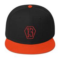 Red Coffin Number 13 Goth # Thirteen Embroidered Flat Bill Cap embroidered snapback hat, product image 9