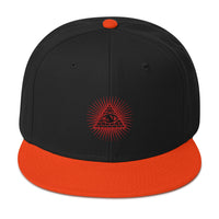 Red Illuminati All Seeing Psychic Eye Embroidered Flat Bill Cap embroidered snapback hat, product image 9