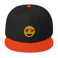 Heart – Eyes Emoji Embroidered Emoticon Flat Bill Cap embroidered snapback hat, product image 10