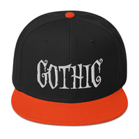 White Gothic Dramatic Style Embroidered Flat Bill Cap embroidered snapback hat, product image 10