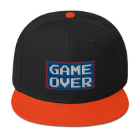 Game Over 8 Bit Embroidered 80's Retro Style Flat Bill Cap embroidered snapback hat, product image 10