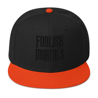 Black Foolish Mortals Haunted Mansion Embroidered Flat Bill Cap embroidered snapback hat, product image 10