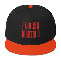 Red Foolish Mortals Haunted Mansion Embroidered Flat Bill Cap embroidered snapback hat, product image 9