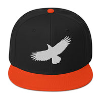 Flying Raven Black Bird Embroidered Flat Bill Cap embroidered snapback hat, product image 10