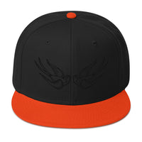 Black Falling Sparrows Tattoo Style Bird Embroidered Flat Bill Cap embroidered snapback hat, product image 10