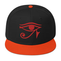 Red Eye of Ra Egyptian Goddess Embroidered Flat Bill Cap embroidered snapback hat, product image 9