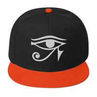 White Eye of Ra Egyptian Goddess Embroidered Flat Bill Cap embroidered snapback hat, product image 10