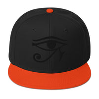 Black Eye of Ra Egyptian Goddess Embroidered Flat Bill Cap embroidered snapback hat, product image 10