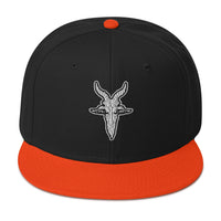 Evil Goat Head Baphomet Embroidered Flat Bill Cap embroidered snapback hat, product image 10